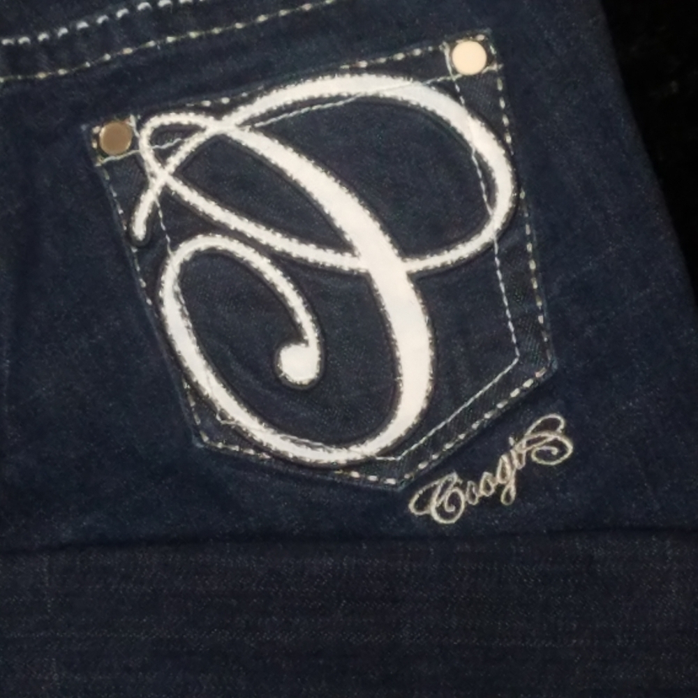 COOGI | White Genuine Leather Pocket Jeans - Picture 4 of 8